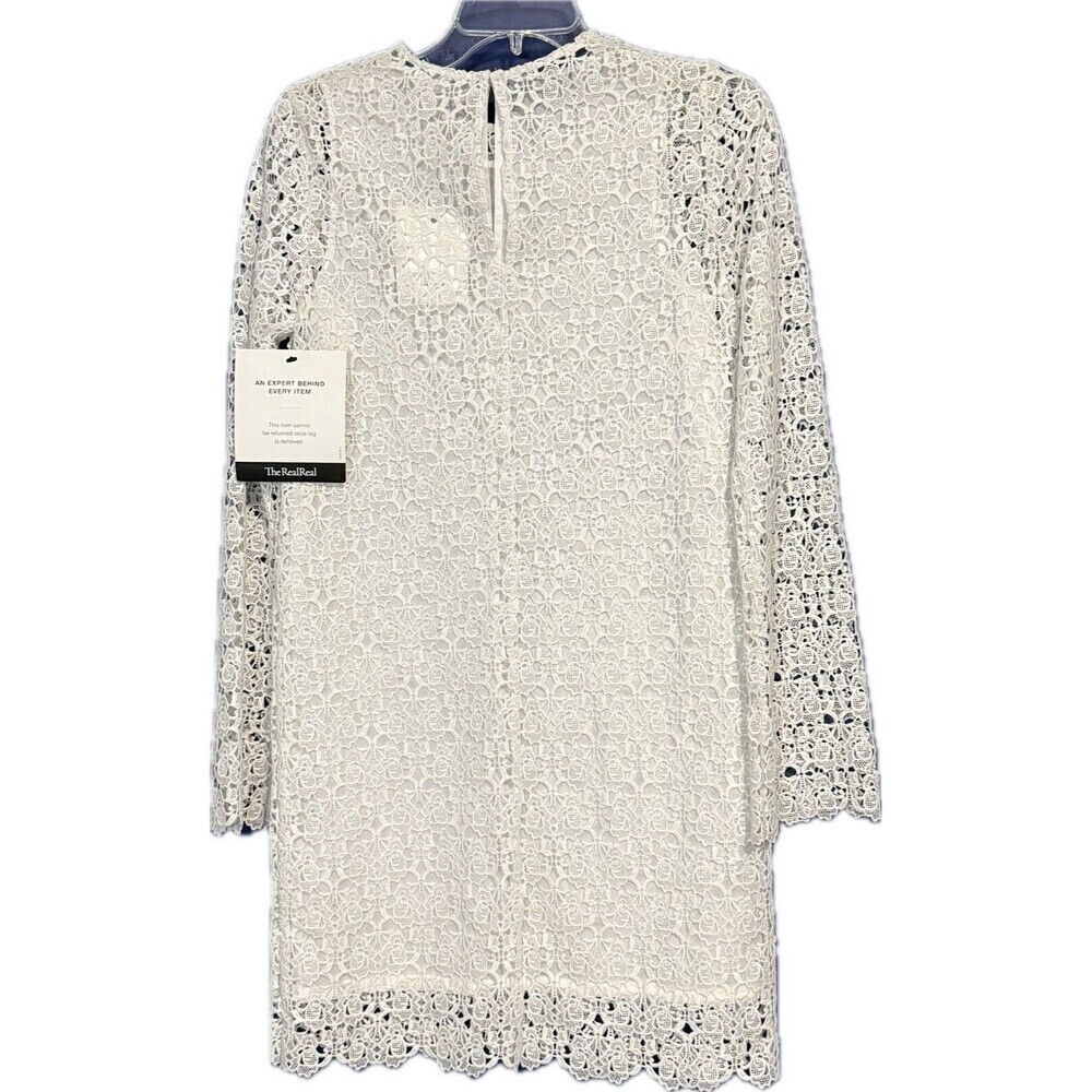 R/R Studio Crochet Overlay Short Sleeve Dress Size 0 Shift Mini in White - Picture 2 of 4